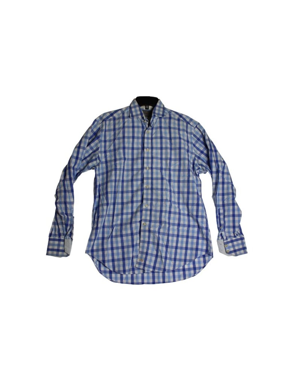 Thomas Dean L/S Blue White Plaid Button Down Shirt Men's Medium